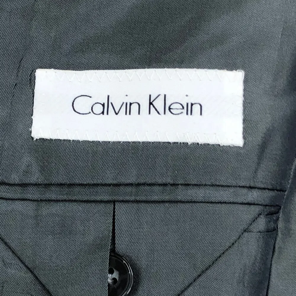 Calvin Klein Mens Size 48L Sport Coat Blazer Jacket Micro Check Gray